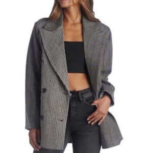 7 For All Mankind Double Breasted Blazer Mixed Houndstooth Herringbone Size XS